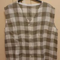 Camicia a quadri in lino fatta a mano taglia L