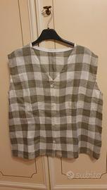 Camicia a quadri in lino fatta a mano taglia L