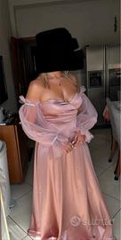 Abito lungo da cerimonia rosa cipria