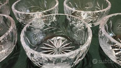 Coppette da dessert in cristallo, molate a mano