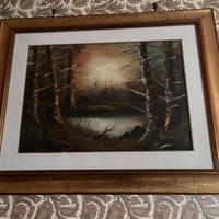 Quadro dipinto a mano con cornice in legno