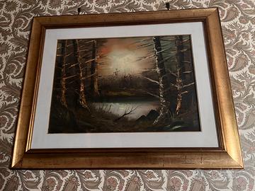 Quadro dipinto a mano con cornice in legno