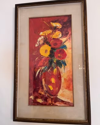 Dipinto ad olio "Vaso di Fiori" firmato Pascal