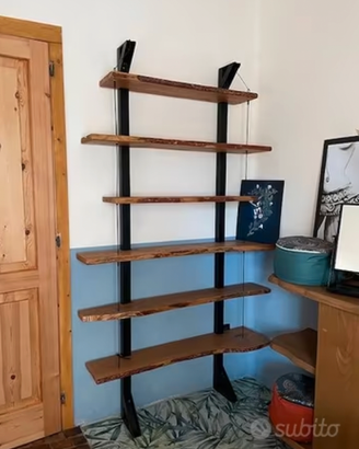 Mobile libreria legno e ferro in stile industriale