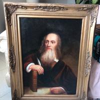 Quandro antico olio su tela con cornice in legno