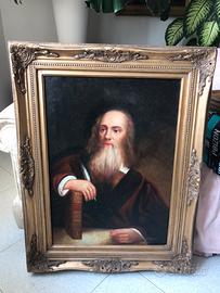 Quandro antico olio su tela con cornice in legno