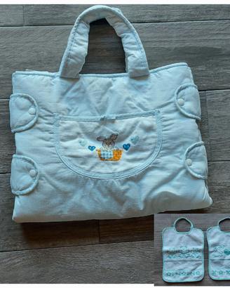 Fasciatoio portatile in spugna con 2 bavagli 