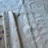 Set lenzuola vintage con tela e ricamo a mano