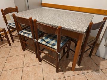 Tavolo da Cucina 130x80 + 6 Sedie Legno e Paglia
