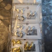 6 Set di 3 coppie di orecchini color oro e argento