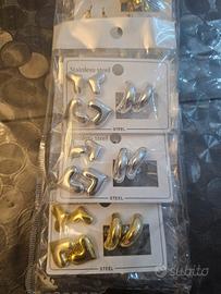 6 Set di 3 coppie di orecchini color oro e argento