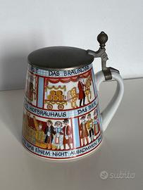Boccale vintage Oktoberfest ceramica/peltro.