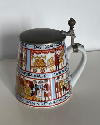 Boccale vintage Oktoberfest ceramica/peltro.