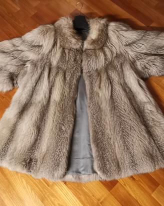 AMPIA PELLICCIA VERA VOLPE PLATINATA