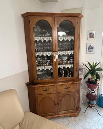 VETRINA ANGOLARE CON  CASSETTO