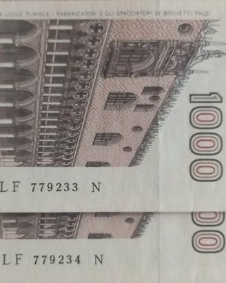 Coppia Banconote 1000 Lire Marco Polo CONSECUTIVE