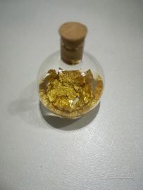 AMPOLLA VETRO SOFFIATO e SCAGLIE ORO 22K.