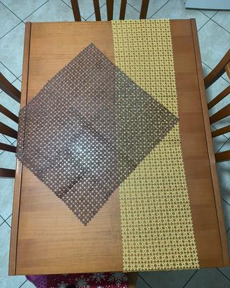 Set di centrotavola in pizzo  giallo e marrone