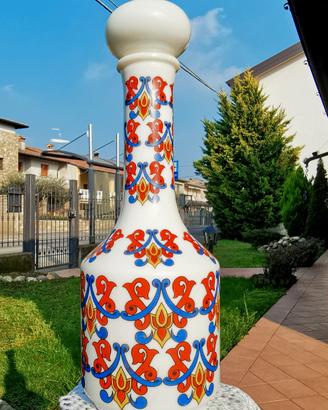 Vaso/Bottiglia Vetro Opalino anni 70. cm27