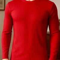 T-shirt maglietta rossa da uomo a maniche lunghe