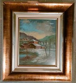 Dipinto ad olio con cornice firmato e autenticato