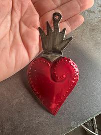 Ex voto cuore sacro amuleto artigianato Messico