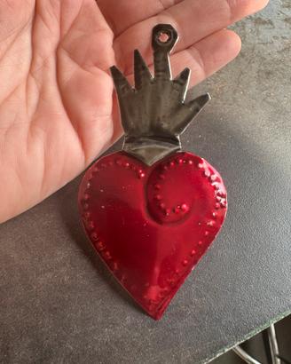 Ex voto cuore sacro amuleto artigianato Messico