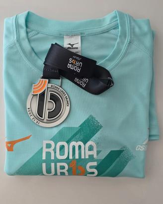 Maglietta tecnica running Mizuno e medaglia Roma 