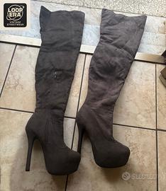 Stivali - cuissardes grigi 39 tacco 14 con plateau