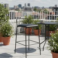 Sgabello Alto Moderno in Metallo Nero eco pelle