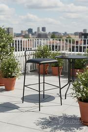 Sgabello Alto Moderno in Metallo Nero eco pelle