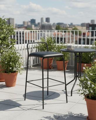Sgabello Alto Moderno in Metallo Nero eco pelle