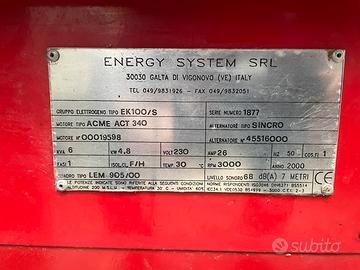 Gruppo elettrogeno silenziato 4,8Kw 220 V