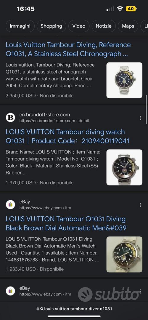 Louis Vuitton Tambour Diving, Reference Q1031, A Stainless Steel