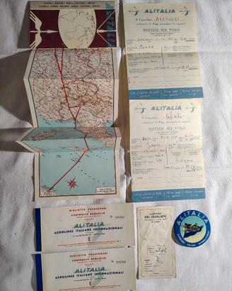 Set vintage documenti di viaggio Alitalia - 1955