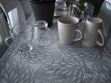 Set di 4 tazze da Te' (2 in vetro e 2 in ceramica)