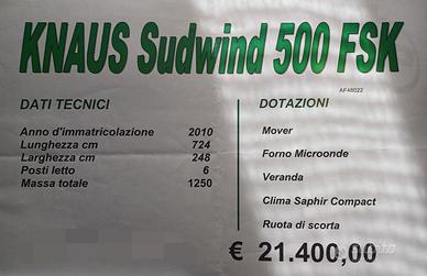 Roulotte Knaus Sudwind 500 FSK