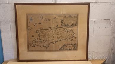 Stampa decorativa mappa antica Santo Domingo inco