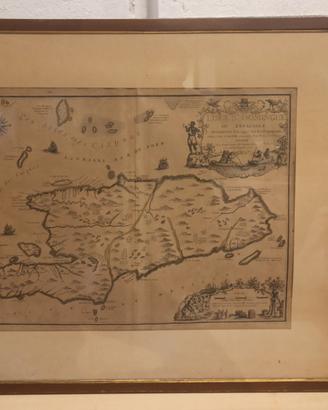 Stampa decorativa mappa antica Santo Domingo inco