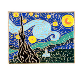 Spilla in metallo notte stellata van gogh, nuova
