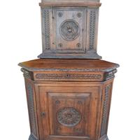 Angoliera doppio corpo Luigi XIV in noce