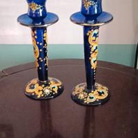 Coppia candelabro vetro soffiato