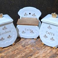 Set 3 barattoli ceramica Capodimonte 