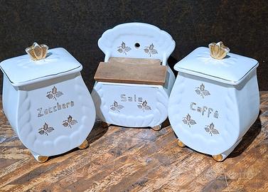 Set 3 barattoli ceramica Capodimonte 