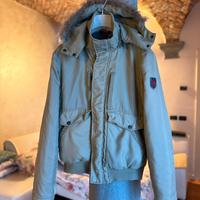 Giacca vintage cropped fit con pelliccia vera