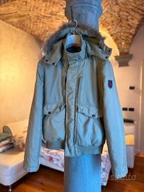 Giacca vintage cropped fit con pelliccia vera