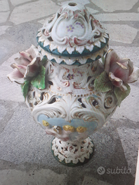 Vaso soprammobile portacandela ceramica veneziana