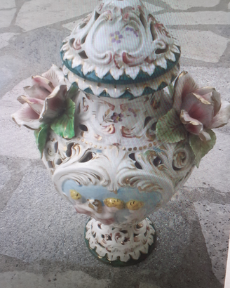 Vaso soprammobile portacandela ceramica veneziana