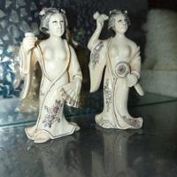 Coppia di geishe okimono, Giappone periodo Meigi. 