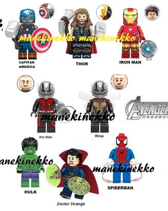 8 AVENGERS Minifigures hulk Cap IronMan tipo LEGO